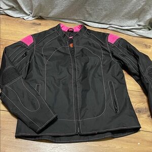Women's Black and Pink Bomber Jacket